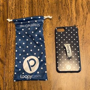 Loopy case navy polka dot